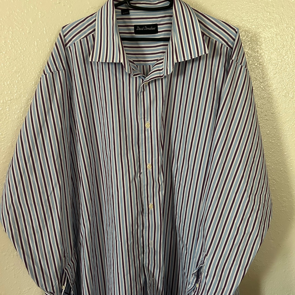 David Donahue Blue And White Dress Shirt